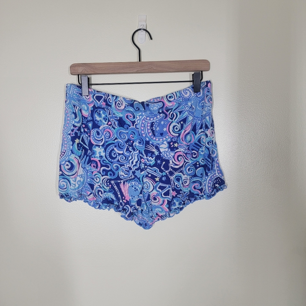 Lilly Pulitzer Women's Ruffle PJ Lapis Lazuli Cosmic Kismet Shorts Set Medium - Picture 5 of 10